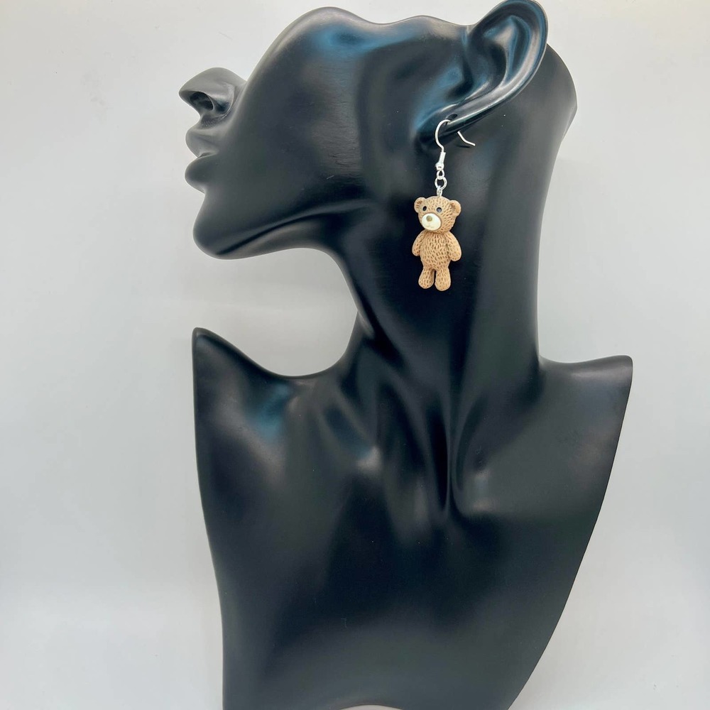 Teddy Bear Earrings - Baby Shower Earrings - Gender Reveal Earrings - DDLG - Picture 8 of 10
